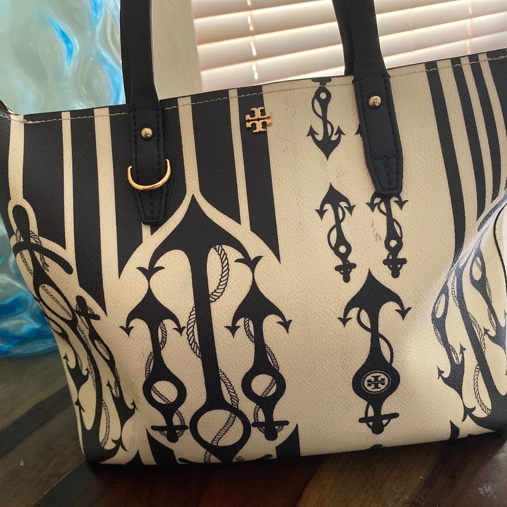Tory Burch sailor themed tote